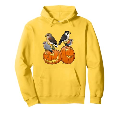Raptors & Jack-o-Lanterns Festive Halloween Holiday Birds Pullover Hoodie