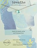 SOULKU Powder Blue Crystal Soul Shine Necklace for Breathe, Handmade Empowering Jewelry, Inspirational Gift for Women or Girls, Nylon Cord & Stainless Steel Lobster Clasp & Extender