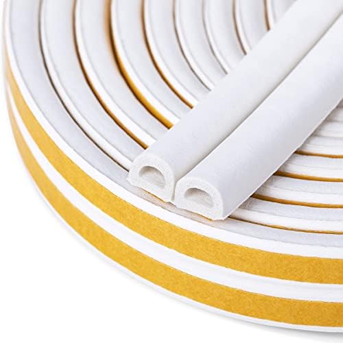 Indoor Weather Stripping,Self Adhesive Foam Window Seal Strip for Doors and Windows Weatherstrip Gap Blocker,7/20-Inch x 6/25-Inch x 8-Feet,(2 Seals Total 16.5Feet) White