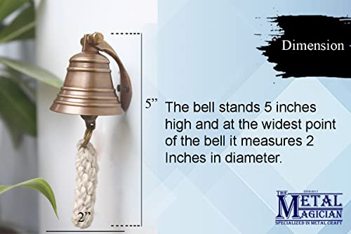 The Metal Magician 2" Antique Brass Bell Quality Marine Wall Mounted Ship Hanging Bell Perfect For Dinner, Indoor, Outdoor, School, Bar, Reception, Last Order & Church #TOP3
