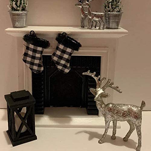 FAMKIT Dollhouse Decoration Accessories,1:12 Dollhouse Miniature Furniture Room Wooden Vintage White Fireplace (White) - Thumbnail 2