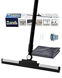 Floor Squeegee Heavy Duty Long Handle (53 Inch) – Floor Squeegee Rubber Broom with Cloth Clip Designfor Garage, Window,Tile, Deck, Glass,Outdoor, Bathroom