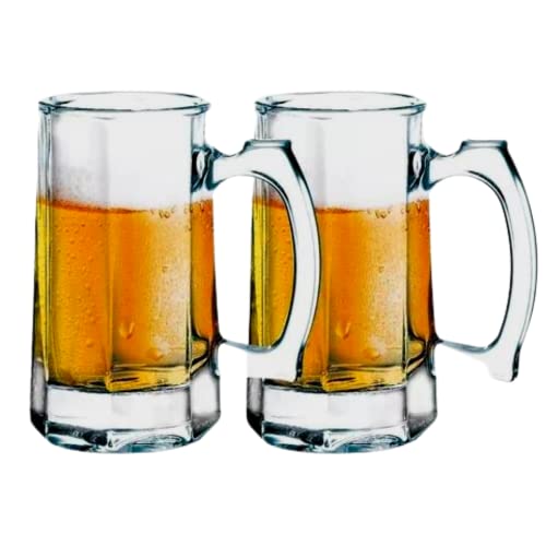 Jogo De Canecas Chopp Vidro Copos Cerveja Festa 340ml (Diamond, Jogo com 2)