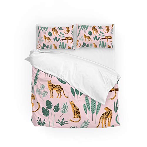 Parure de lit housse de couette feuille de léopard polyester doux - 2