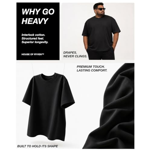 Image of Men's Pure Cotton Oversized Fit Round Neck T-Shirt