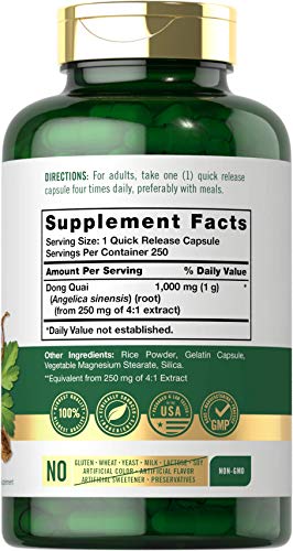 Dong Quai Capsules | 1000Mg | 250 Count | Non-Gmo And Gluten Free Supplement | Traditional Herb | By Carlyle #TOP1
