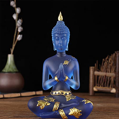 Buddha Statue, Chinese Feng Shui Sculpture Meditating Sitting Buddha Lucky Figurine Zen Decoration Glass Buddha Statue For Home Office #TOP5
