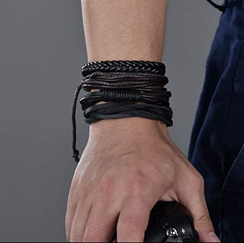 KIT PULSEIRA DE COURO UNISSEX JOGO COM 4 PULSEIRAS P2001