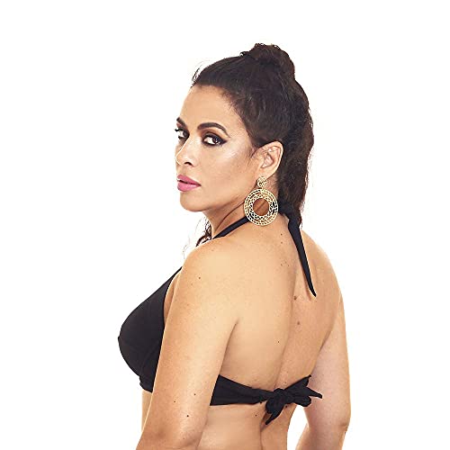 Top de biquíni plus size sem bojo meia taça Tamanho:XG;Cor:Preto