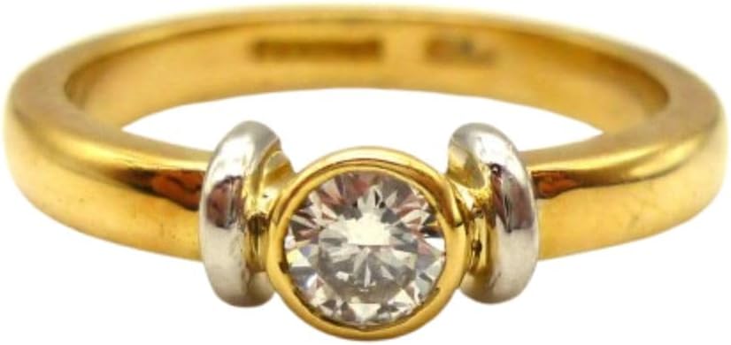 0.60 Ct Round Diamond Vintage Bezel Set Solitaire Wedding Engagement Ring Stunning Unique Minimalist Promise Ring For Women 14K Two Tone Gold Plated 925 Sterling Silver Gorgoues Ring