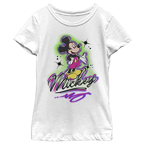 T-shirt Mickey Disney fille col rond blanc taille S en coton doux
