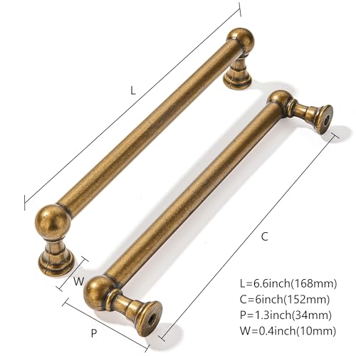 khtumeware 2 Pack 6 Inch Hole Center Antique Brass Cabinet Pulls Heavy Duty Solid Cabinet Handles cabinets Dressers Kitchens Handles Bathroom cabinets by khtumeware - Used condition - Image 2