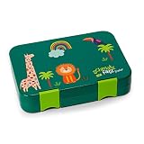 schmatzfatz Junior Brotdose Kinder mit Fächern, BPA Frei Lunchbox Kinder, Bento Box Kinder, Brotbox für Mädchen & Jungen, Snackbox, Perfekt für Schule, Kindergarten & Ausflüge (Grün Dschungel)