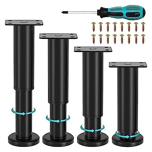 Nvanvmm 4Pcs 4Pcs Upgraded Metal Adjustable Furniture Legs 4.72-7.08 Inch Replacement Parts Legs for Bed Sofa Cabinet Couch Dresser Table B