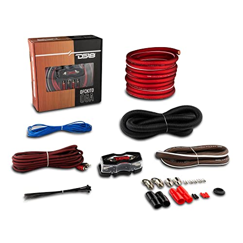 DS18 OFCKIT0 Ultra Flex Advance 0 Gauge Complete Amplifier Installation Wiring Kit 0GA with Fuse Holder and 250 Amp Fuse - Up to 3000 Watts, OFC 100% Cooper