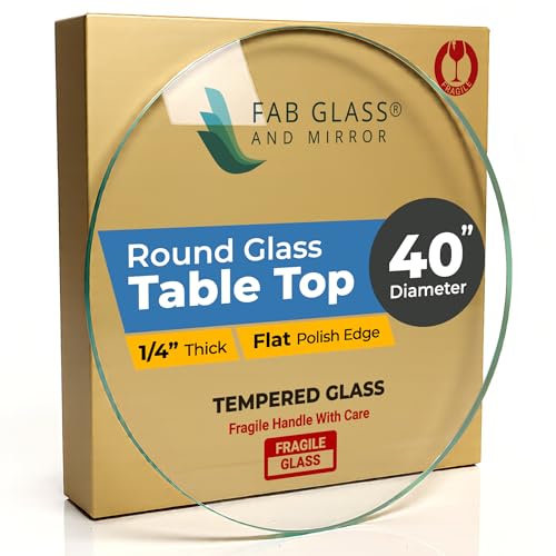 Round Clear Tempered Glass Table Top 40 Inch with 1/4 Inch Thick Flat Polished Edge Ideal for Tables Desks Workspaces and Outdoor Furniture by Fab Glass and Mirror