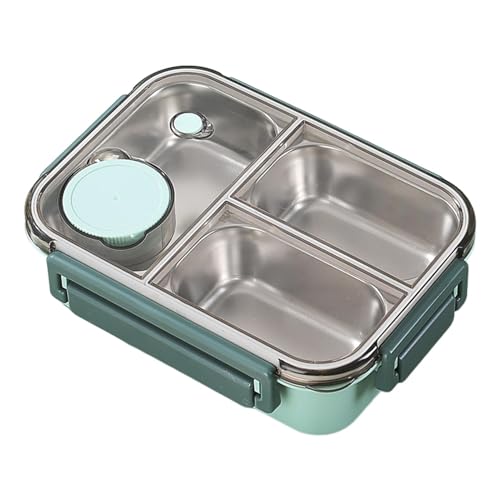 Ynnhik Fiambrera de acero inoxidable, fiambrera de acero inoxidable para niños, caja de ensalada, fiambrera para adultos, con 3 compartimentos, fiambrera portátil de gran capacidad para estudiantes