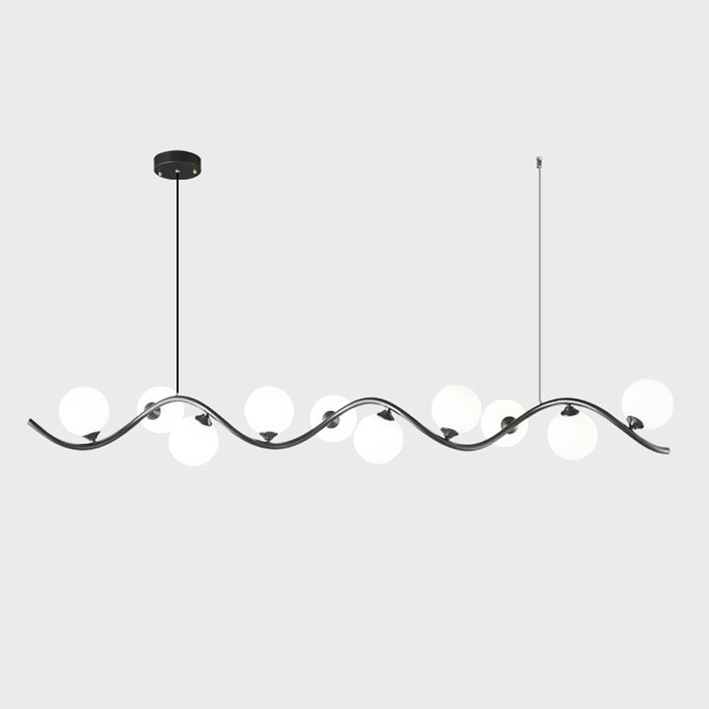 Lustre de luxe long noir créatif G9 entièrement en cuivre 8 têtes