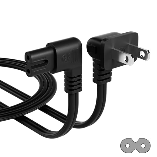 AC Power Cord 30 FT, IEC C7 Figure 8, 2 Prong Replacement TV Cable, Black