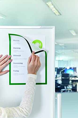 magnetoplan Magnetofix - Marco magnético autoadhesivo A4, 5 unidades, soporte magnético para documentos, marco resistente al agua para señalización, marco magnético plegable, color verde Cover