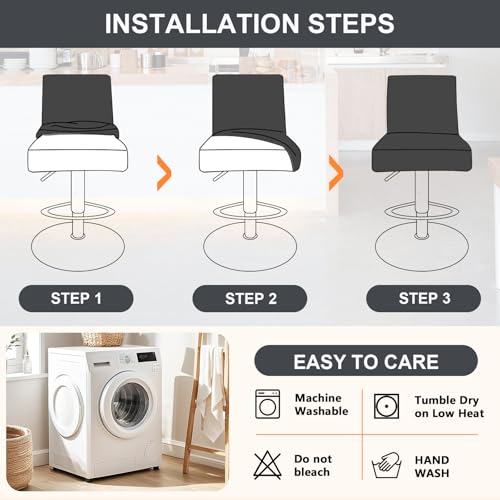 Image of Chair Covers Bar Stool Cover 2pc Bar Chair Cover Swivel Bar Stool Slipcover | Stretch Counter Height Bar Stool Cover High Back Chair Cover Counter Stool Bar Chair Covers for Kitchen Pub Dining Room,02