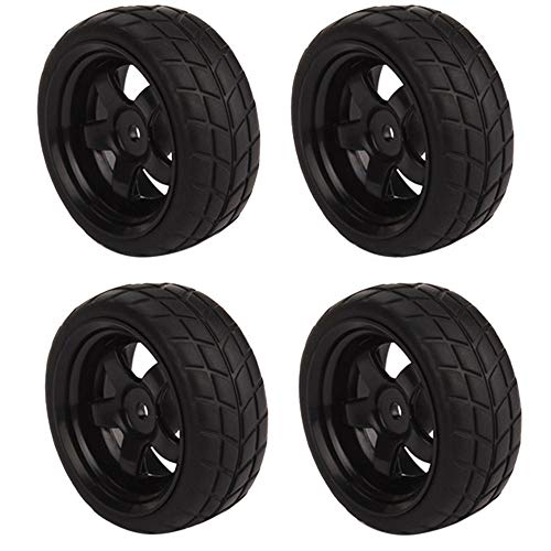 BQLZR Black RC 1: 10 Flat Car 12mm Hub Wheel Rims 5 Spoke + Rubber Tires Pack of 4