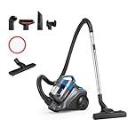 Amazon Basics Aspirateur Traineau sans Sac 1.7L Compact Ultra-Léger avec Brosse Triple Action, Filtre HEPA, 850W, pour Tapis et Sols Durs, Noir et Bleu