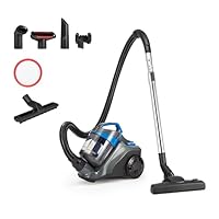 Amazon Basics Cylinder Vacuum Cleaner Bagless 1.7L Compact Lightweight with Triple-Action Nozzle, HEPA Filter, 850W, for Carpet and Hard Floor, Black & Blue