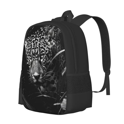 Travel Backpack Tiger Roar Portrait On Black 17In Lightweight Casual Daypack for Business Men Women2