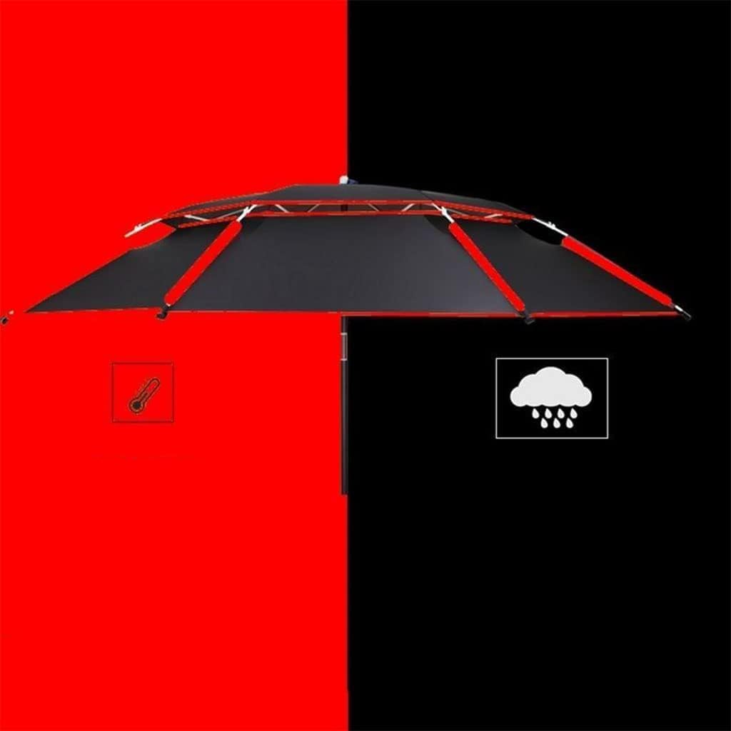 Double-Layer Patio Umbrella, Waterproof Parasol with 16-Rib, 360° Rotating Three-Speed Adjustable Fishing Umbrella