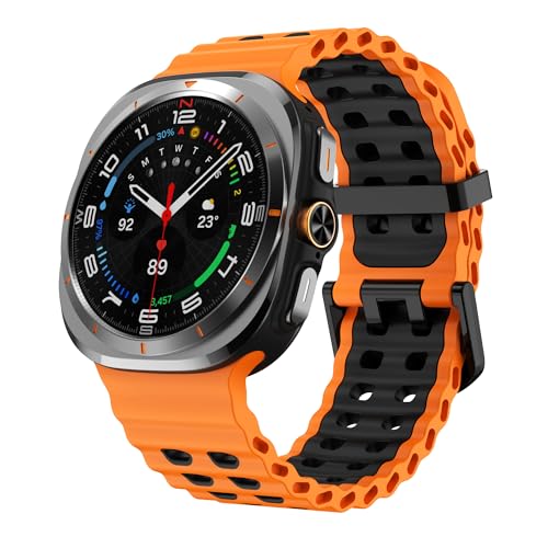 Image of Compatible with Samsung Galaxy Ultra Watch Strap, Double-colored Soft Silicone Galaxy Watch Ultra Strap Adjustable Rugged Sport Bands for Galaxy Ultra Watch 47mm Men Women(NO WATCH)