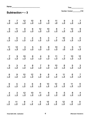 Timed Math Drills: Subtraction | Reproducible Activity Book #TOP3