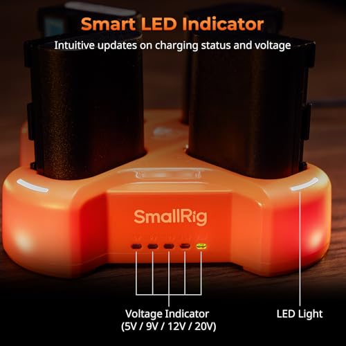 SmallRig 4-Slot Charger for Canon LP-E6NH Battery, PD 60W Fast Charge, LED Indicator, for K&F Concept LP-E6NH Battery, Compact for Canon R6 Mark II/III, 5D Mark II/III/IV, 6/7D, 6/7DMark II, R, R5/6/7
