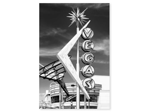 Hexoa Tableau Noir et Blanc Vegas Vintage - Made in France - Tableau Verre Acrylique 60x90