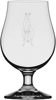 Kangaroo with Joey in Pouch Zoo Animal Themed Etched 13.25oz Iona Beer Glass