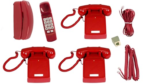 Teléfono fijo iSoHo Retro Rojo con cable clásico 2500