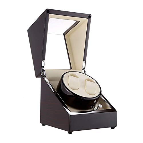 Ssrsgyp Agitador De Mesa De Cuero De PU Eléctrico Pintura De Piano Caja De Motor De Madera Caja De Almacenamiento De Reloj Mecánico Silencio Antimagnético(Color:marrón) Cover