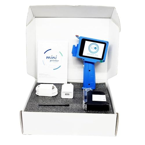 Image of Mini Handheld Thermal Inkjet Printer | Portable Batch Coding & Date Printing Machine with Touch Screen | Black Solvent Ink Cartridge for Packaging & Industrial Use