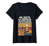 Mujer Gusta Cerveza Y Pastor Aleman Perro German Shepherd Regalo Camiseta Cuello V