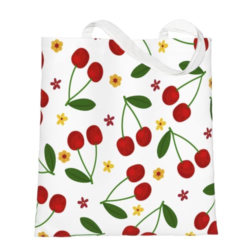 OHZOLLAN Red Cherry Canvas Tote Bag For Women Large...