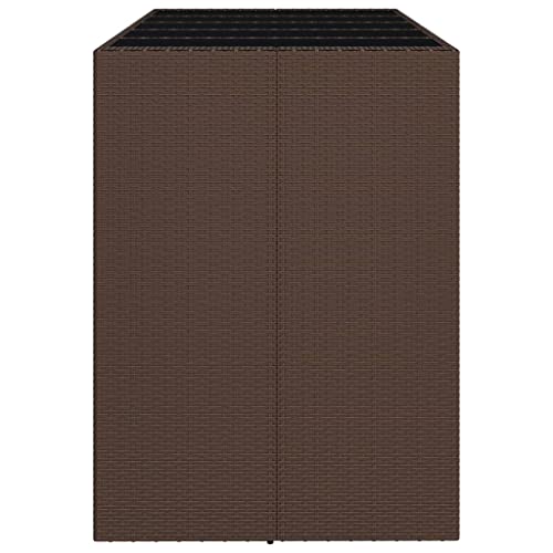 Mesa de bar exterior en ratán polivinílico marrón y superficie de cristal premium 6