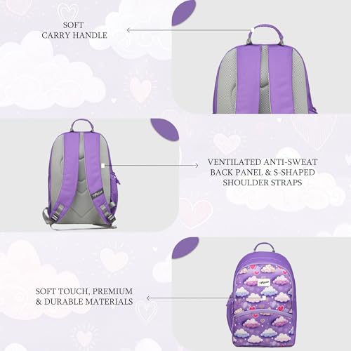 Image of F Gear Brio Kids Backpack|Water-Resistant Polyester|2 Spacious Compartments with Front Pocket & Bottle Holder Adjustable Shoulder Straps|Durable YKK Zippers