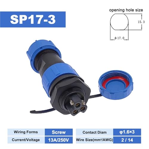 Conector de Cable IP68 SP17 con rosca macho hembra de 3 pines antioxidante 2