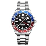 Rotary Seamatic GMT 300M Orologio da polso da uomo con quadrante posteriore in acciaio inossidabile resistente all'acqua