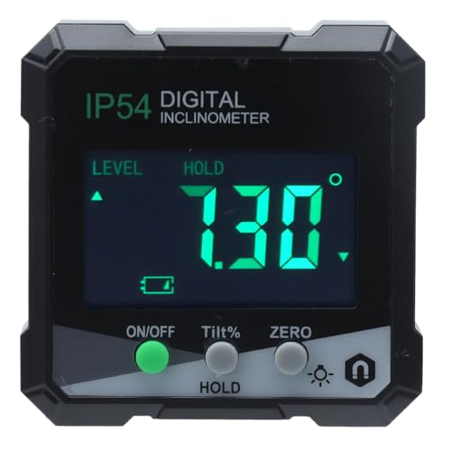 XHTLLO Magnetic Digital Protractor 4x90° LCD Bevel Gauge Inclinometer, IP54 Electronic Angle Meter with EBTN Screen, Multiple Usages for Woodworking, Machinery, Automobiles