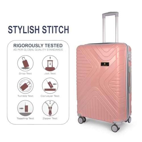 Image of Small Cabin Suitcase Rose Gold Polypropylene Hard Shell Trolley Bag with 360 Degree 8 Spinner Wheels and Number Lock, 54 cm