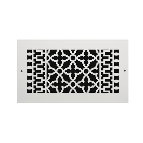 Reggio Register Scroll Series 10x6 Aluminum Grille, White, Rust-Resistant, Walls, and Ceilings, with Mounting Holes, Made in The USA