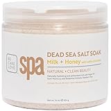 BCL SPA Dead Sea Salt Soak - Bath Salt with Organic Milk + Honey, White Chocolate, Shae Butter, Arnica, Aloe Vera Juice, Chamomile, Argan & Jojoba Oil Skin Exfoliator - Home/Professional Use 16 fl oz