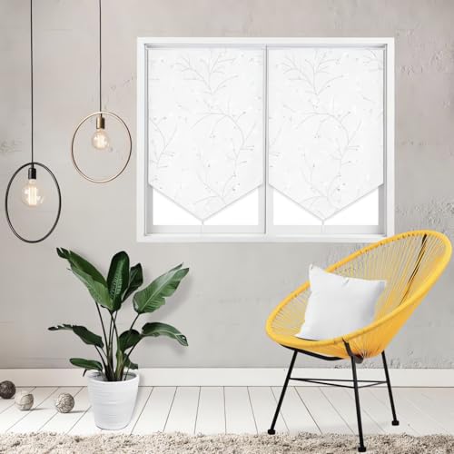 Soleil d'ocre, Osaka Paire de Brise-bise, Polyester, Blanc, 60x90 cm