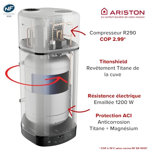 Ariston NUOS PLUS WIFI - Scaldabagno Termodinamico 110 litri - Risparmio energetico 80% - Funzione fotovoltaica - Progettato e realizzato per essere installato in Francia - 4